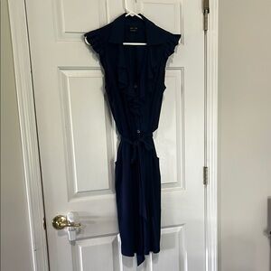 Max & Cleo Peacoat Blue/Navy Midi Dress with Ruffles